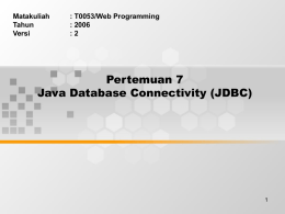 JDBC Java Database Connectivity