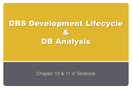 DBS Development Lifecycle and DB Analysis