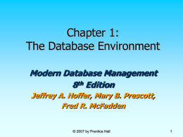 Chapter 1 Data Base Environment