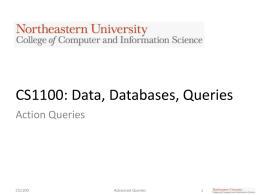 CS1100: Data, Databases, Queries Action Queries CS1100 1