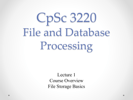 CpSc 2100 Software Design and Development