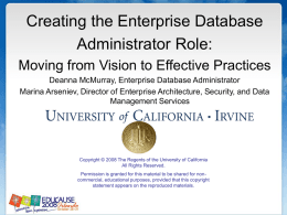 Creating Enterprise DBA 709 KB, Powerpoint Slides Uploaded on