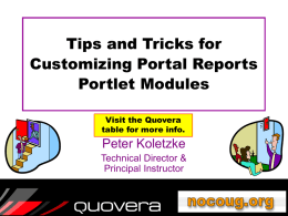 Tips and Tricks for Customizing Portal Reports Portlet