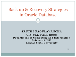 Backup and Recovery Sruthi Nagulavancha CIS 764 Nov