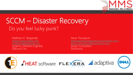 SCCM * Disaster Recovery