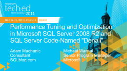DBI402: Performance Tuning and Optimization in Microsoft SQL