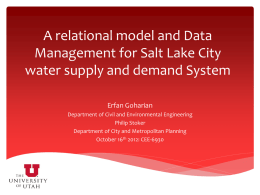 Slat Lake City water supply system and demand modeling