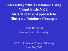 Interacting with a Database Using Visual Basic.NET