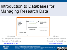 Introduction to Databases for Managing Research Data