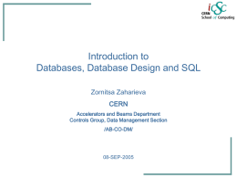 Introduction to Databases, Database Design and SQL