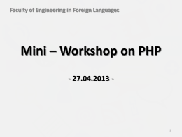 Mini – Workshop on PHP - Maria