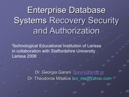 Recovery Security and Authorization