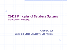 Introduction to NoSQL - csns - California State University, Los Angeles
