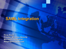 SAML August 27, 2001 S10 Windows.NET