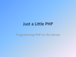 Intro to PHP