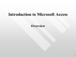 Chapter 2 Introduction to Microsoft Access