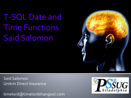 T-SQL Date and Time Functionsx