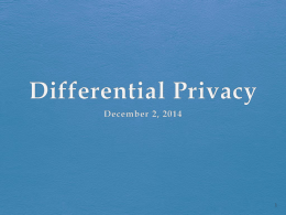 Differential Privacy - Cornell Computer Science
