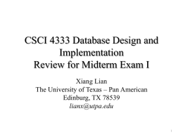 CSCI 4333 Database Design and Implementation Review for