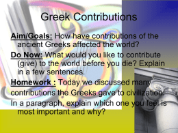 Contributions of Greek Culture to Western Civilization
