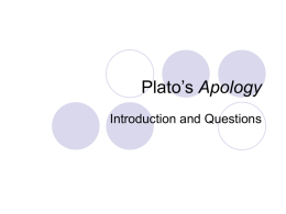 Questions for Plato`s Apology