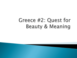 Greece #2: Quest for Beauty and Meaning