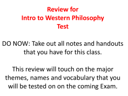 Review for Intro to Western Philosophy Test DO