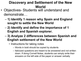 I. Discovery and Settlement of the New World