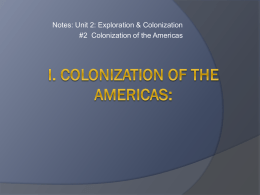 I. Colonization of the americas: