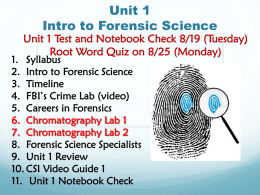 An Introduction to Forensic Science Unit 1 Lecture 1