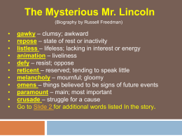 The Mysterious Mr. Lincoln