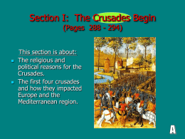 (Section I): The Crusades Begin