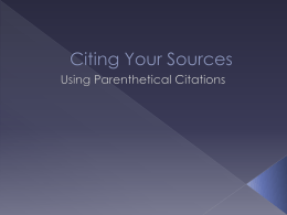 Citing Your Sources - Moore Public Schools