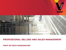PROFESSIONAL SELLING AND SALES MANAGEMENT PROF DR DEVA RANGARAJAN Reflection