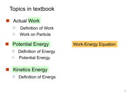Kinetics of Particle - Work and Energy Approach