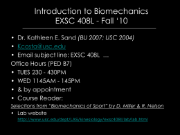 Introduction to Biomechanics EXSC 408L
