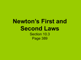 10.3 Newton`s First and Second Laws of Motion