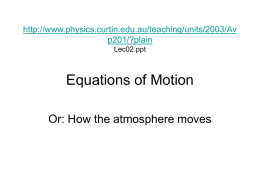 Equations of Motion - School of Engineering