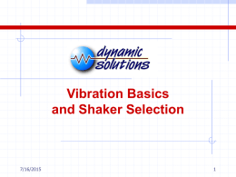 Title Page - Vibration Equipment – Vibration Analysis