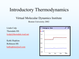 Introductory Thermodynamics - Center for Polymer Studies