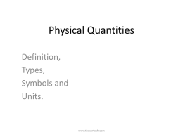 Definitions of Physical Quantities