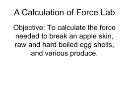 Objective: To calculate the force needed to break an apple