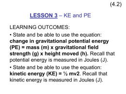 LESSON 3 – KE and PE