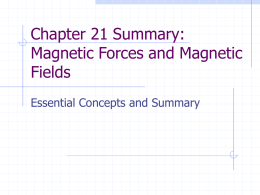 Chapter 21 Summary: Magnetic Forces and Magnetic Fields