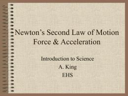 Newton’s Second Law of Motion Force & Acceleration