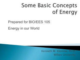 Some basic concepts of energy for FYF 101?J Alternative Energy