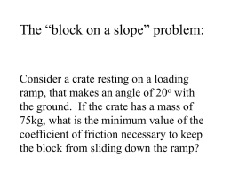 The “block on a slope” problem: Consider a crate on a
