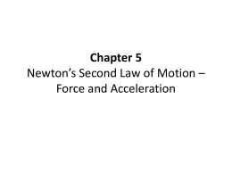 Chapter 5 Newton’s Second Law of Motion – Force and