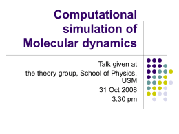 Compuational simulatin Molecular dynamics