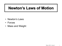 Newton’s Laws of Motion - McMaster Physics and Astronomy